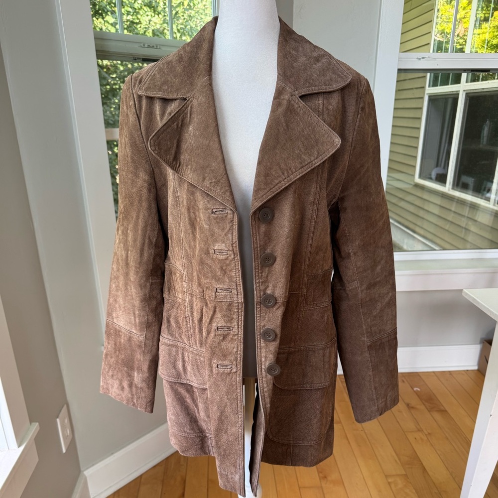 Vintage Rue21 Brown Genuine Suede Leather Jacket Fully Lined Size Large